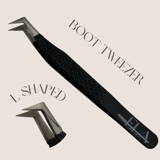 BLACK L SHAPED VOLUME TWEEZER- FIBER TIP