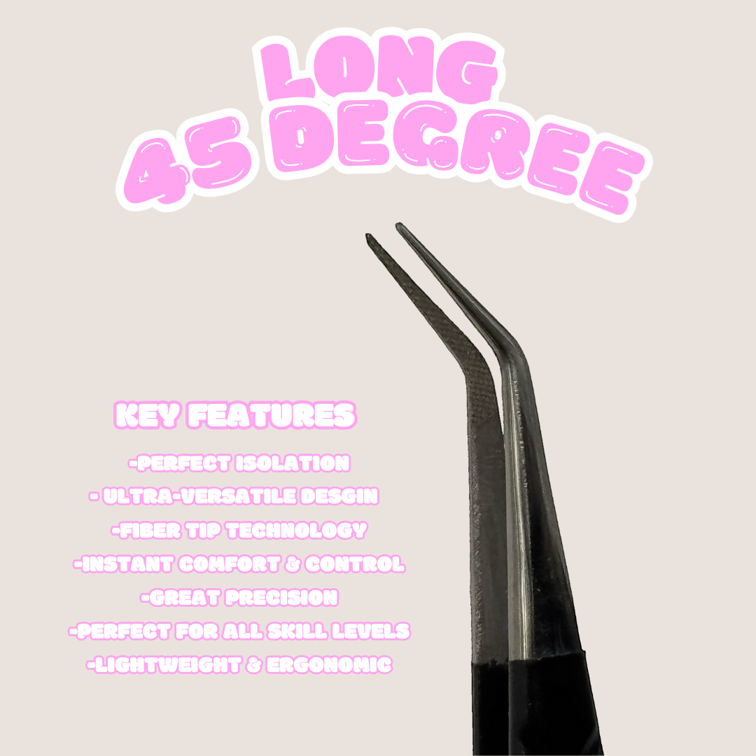 BLACK LONG 45 DEGREE ANGLE TWEEZER- FIBER TIP