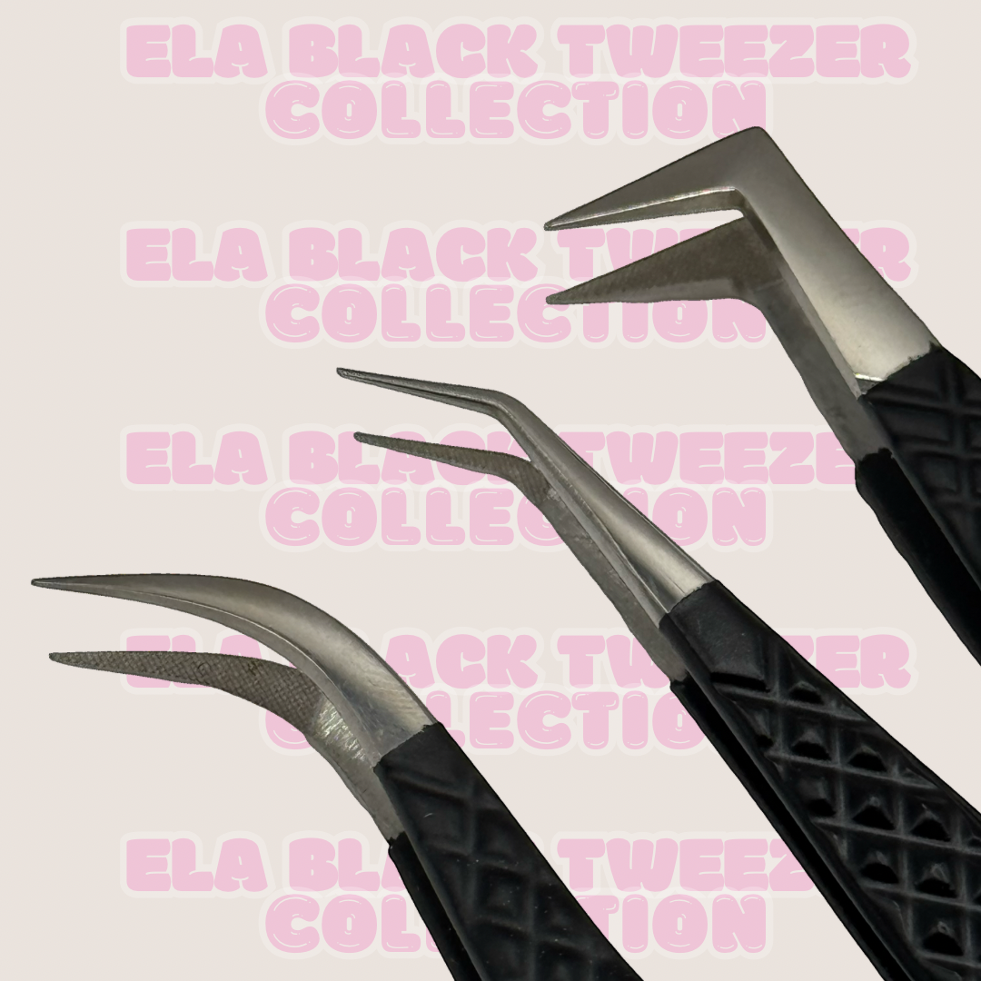 BLACK CURVED TWEEZER- FIBER TIP